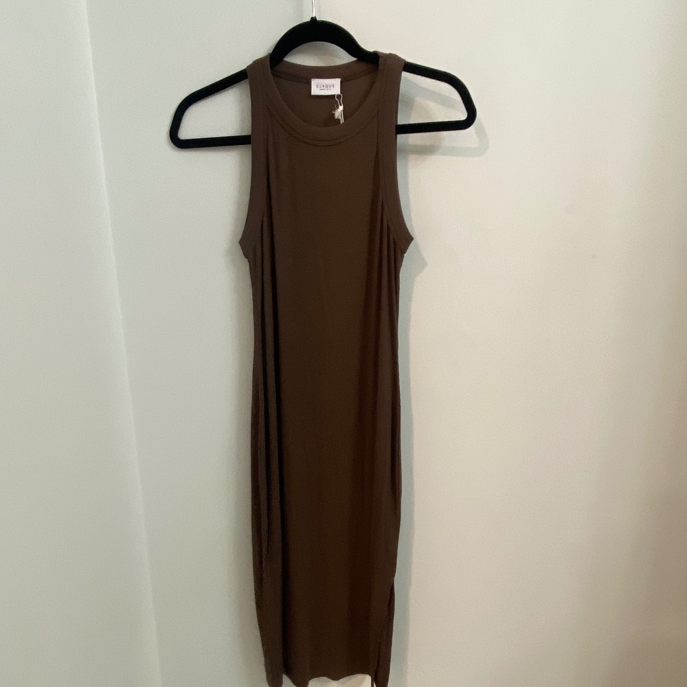 Clyque The Label Kelly Midi Dress Chocolate Sz L NWT